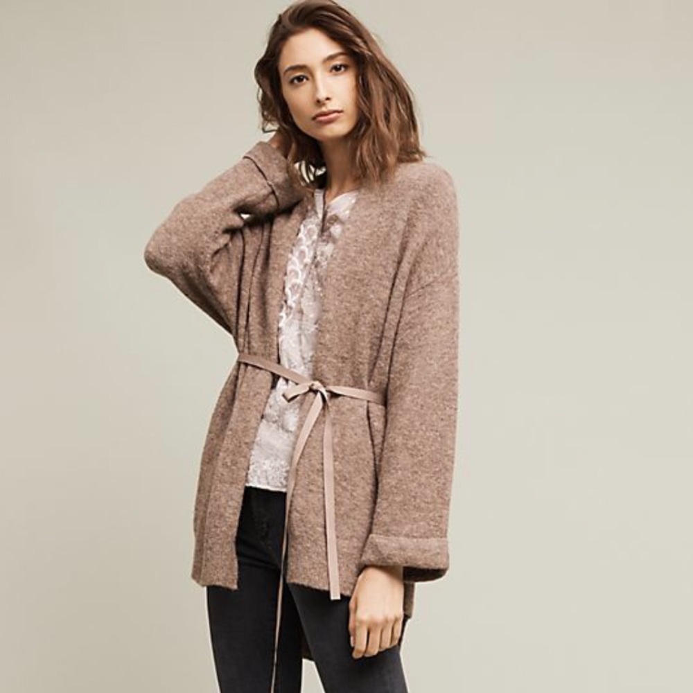 Anthropologie Beige Vallon Cardigan Wool Blend Size Large